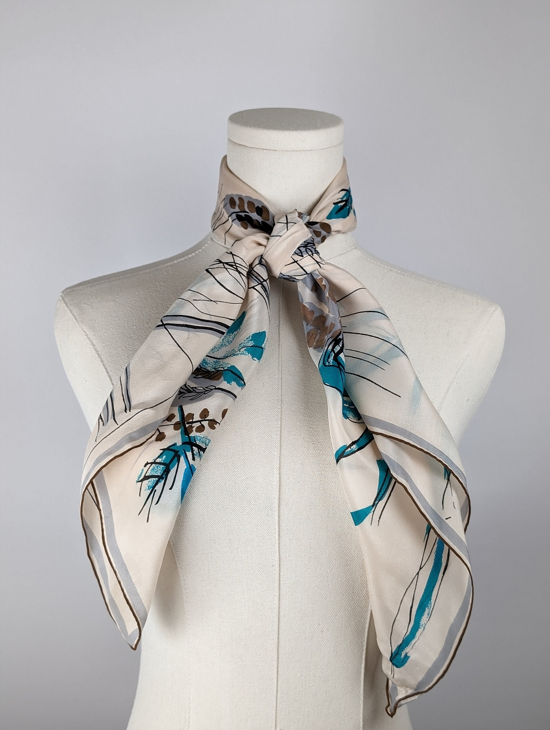 Vintage Scarf by Vera Neumann, Pure Silk, Handrolled, Made