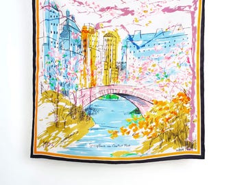 Central Park, 35 x 35, 100 Percent Silk, Hand Rolled Vera Scarf