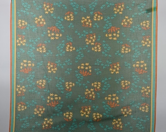 Collectible Vintage Vera Scarf, 100% Cotton, Made in Italy, Green and Orange, 22 x 21.5 inches