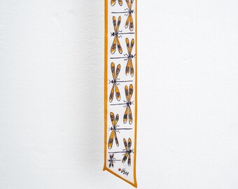 Dragonfly Ribbon Scarf, 100 Percent Silk, 33.5" x 2.5"