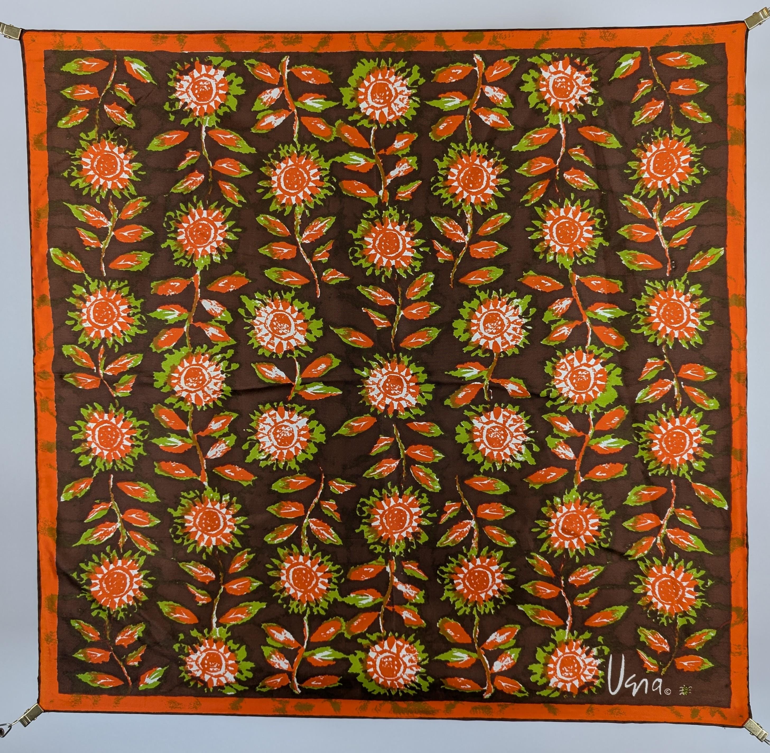 Vintage Scarf by Vera Neumann, Silk, Rayon, Handrolled in Japan