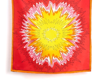 Flowerburst, 26 x 26, 100 Percent Silk, Hand Rolled, Vera Scarf