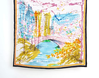 Central Park, 26 x 26, 100 Percent Silk, Hand Rolled, Vera Scarf
