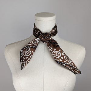 Vintage Scarf by Vera Neumann, 100% Silk, Made in Japan, Brown, 22 x 21.5 Inches
