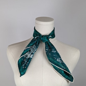 Vintage Vera Neumann Silk Scarf: Teal Turquoise Mandala, Hand-Rolled