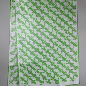 Vintage Scarf by Vera Neumann, Polyester, Made in Japan, Toadstool, Mushrooms, Mushies, Mush Love, Green, 14 x 43.5 inches image 1