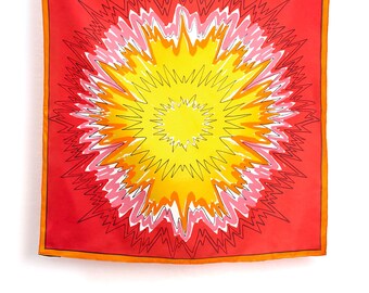 Flowerburst, 35 x 35, 100 Percent Silk, Hand Rolled, Vera Scarf