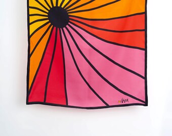 Sundown, 26 x 26, 100 Percent Silk, Hand Rolled, Vera Scarf