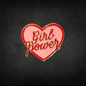 Girl Power Pin - Heart Enamel Pin, Feminist Lapel Pin, Empowerment Pin, Strong Women Pin, Equality Pin, Women’s Rights Pin