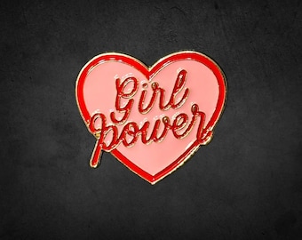 Girl Power Pin - Heart Enamel Pin, Feminist Lapel Pin, Empowerment Pin, Strong Women Pin, Equality Pin, Women’s Rights Pin