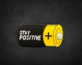 Positivity Lapel Pin - Battery-shaped Pin, Energy Enamel Pin, Motivational Pin, Positive Vibes Pin, Playful Enamel Pin, Battery Pin