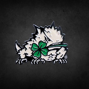 TCU Shamrock Frog Lapel Pin, Ireland Game Pin, Horned Frogs Enamel Pin, TCU Football Pin, tcu Alumni Gift, TCU Fan Collectible