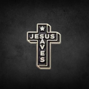 Jesus Saves Lapel Pin, Christian Cross Lapel Pin, Faith Lapel Pin, Spirituality Pin, Divine Lapel Pin, Religious Faithful Pin, Sacrifice Pin