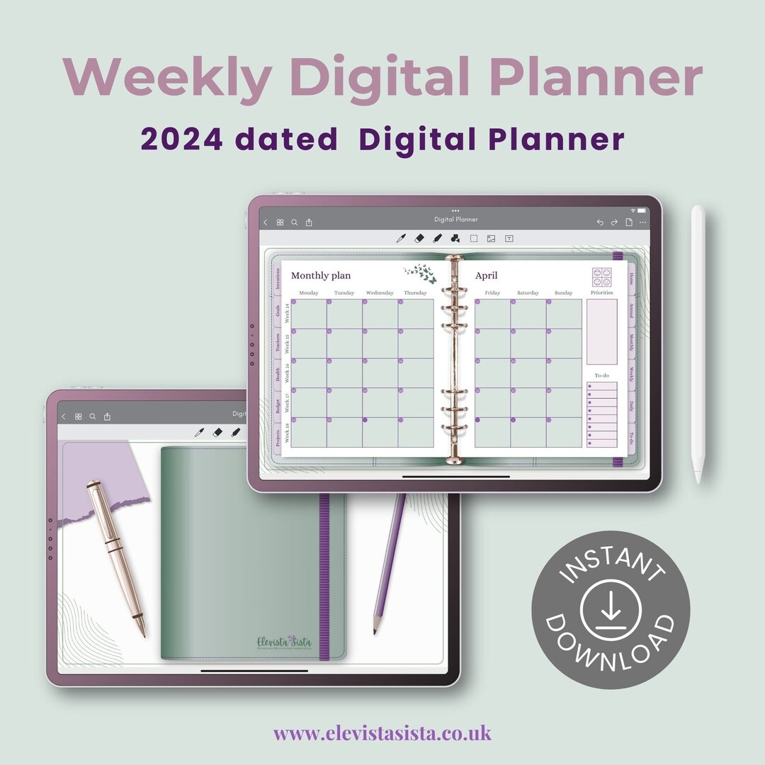 2024 Weekly Dated Digital Planner - Etsy