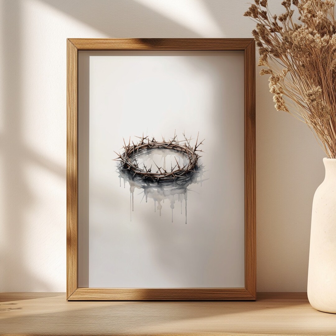Crown of Thorns Printable Watercolor Wall Art Minimalistic Painting