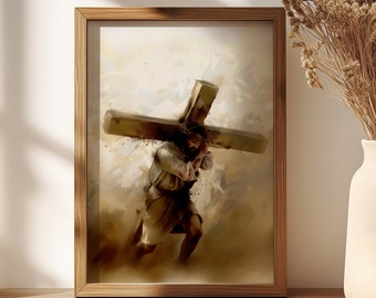 The Cross |  Digital print | Jesus and Cross Painting | Jesus wall art | Bible art | Christian Digital art | Digital art download | Wall art