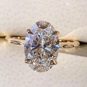 2 CT Oval Cut Solitaire Moissanite Hidden Halo Engagement Ring, Oval Wedding Ring, 14K Gold Plated Ring Gorgeous Anniversary Rings for Women