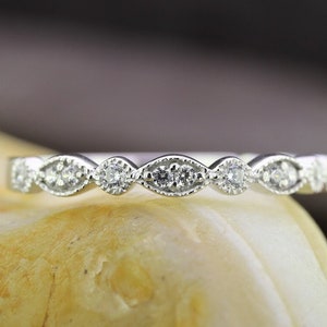 Moissanite Round Diamond Band Wedding Band Stackable Band Engagement Band Sterling Silver S925 Moissanite Wedding Band