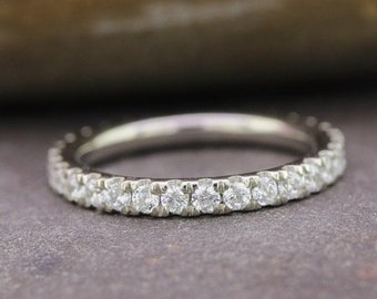 2mm 1.00ct Moissanite Diamond Eternity Band , Wedding Band, Stackable Band, Engagement Ring Sterling Silver S925, Moissanite Wedding Band