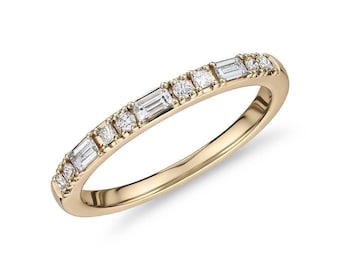 Moissaniet trouwring halve eeuwigheid stokbrood ronde moissaniet ring stapelbaar bijpassende stokbrood band minimalistische band verjaardagscadeau