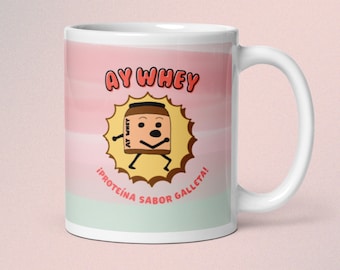 Taza divertida de Ay Whey, proteína en polvo, regalo para fanáticos del gimnasio