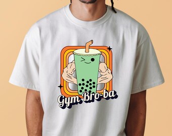 Camiseta Gym Bro Boba Tea, Camiseta de entrenamiento de levantamiento de pesas, Colores cómodos
