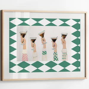 Impresión retro de martini espresso, decoración vintage de cócteles para apartamentos, póster de carrito de bar, decoración de apartamentos para amantes del martini, póster de cócteles