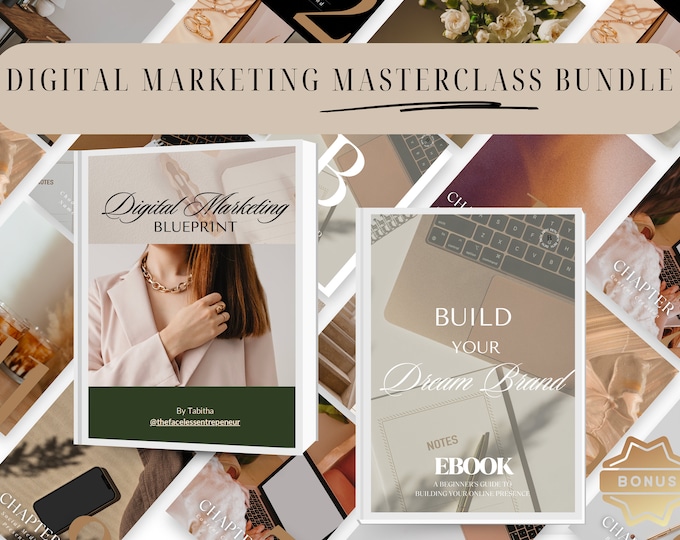Ultimate Digital Marketing Masterclass Bundle Digital Marketers and Faceless Accounts w/ PLR + MRR,  Resellable Digital Products