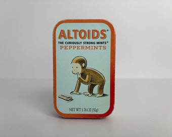 Vintage Curious George Altoids Tin, Whimsical Children's Book Monkey Advertising, Cute 1990 Metal Trinket Box, Nostalgic Kid's Collectible