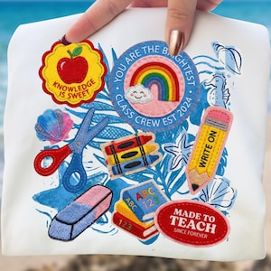 Modo vacaciones de profesor retro PNG, enseñanza de patchwork en el mar tropical, sublimación de verano en la playa, diseño de camiseta de último día de clases, regalo, descarga digital