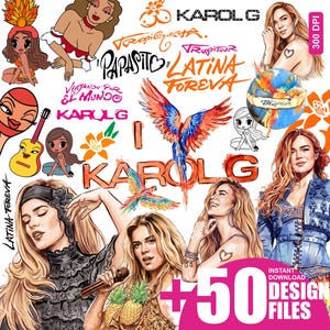 Nuevo álbum de Karol G Tropicoqueta en formato SVG y PNG, archivos de imágenes prediseñadas para Cricut, envoltura para vaso KG en acuarela, pegatina, sublimación para manualidades, descarga digital.