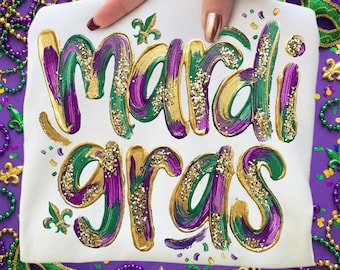 preppy Mardi Gras Brushstroke glitter PNG Design Bundle, Sublimation Art, Kids Mama Shirt Graphic, Louisiana Party Digital Download