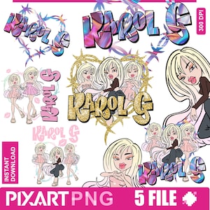 Karol G Doll PNG Design bundle, Bichota Doll Season, Mañana Será Bonito Concert Clipart for Sublimation & Crafts perfect for tshirt.