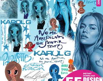 karol g No Me Arrepiento De Sentir Tanto PNG, neues Album PNG, blaue karol g Clipart-Dateien, Aquarell KG, Sublimation, digitaler Download.