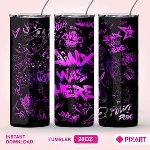 Jinx Graffiti PNG 20oz Skinny Tumbler Design, League of Legends, Jinx Clipart for Tumbler Skinny Sublimation & Crafts