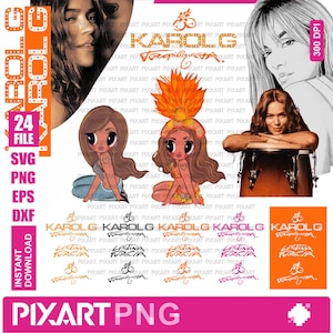 Karol G Tropicoqueta nieuw album svg- en png-clipartbestanden voor de Cricut, perfecte KG beker wrap, sticker, ambachtelijke sublimatie, digitale download