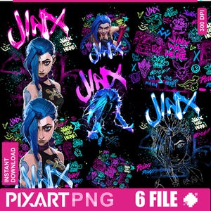 Jinx Graffiti PNG, League of Legends, Jinx Clipart for shirt Design Sublimation & Crafts, Got Jinxed, Anime Graphic png, Digital downlod