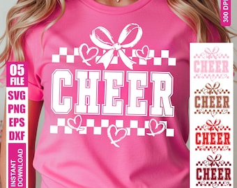 Retro Cheer SVG PNG: Coquette Bow, Cheerleader Cut File (Digital Download)
