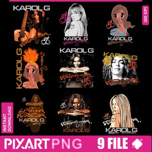 9 bestanden karol g Tropicoqueta nieuw album PNG, clipart-bestanden voor Cricut, perfecte KG beker wrap, sticker, ambachtelijke sublimatie, digitale download