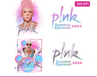 Pink Singer Sublimation Design / Bubblegum Pink Summer Carnival 2024 Tour Shirt,  Glass Can Wrap,  Pink Tour Design Sublimation