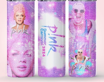 Pink Singer Tumbler Wrap Sublimation png 20oz skinny / Bubblegum Pink Summer Carnival 2024 Tour Tumbler png , Pink Tour Tumbler png