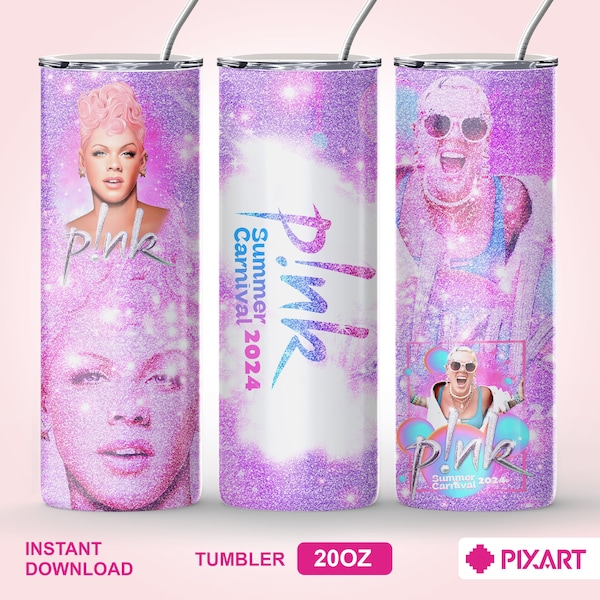 Pink Singer Tumbler Wrap Sublimation png 20oz skinny / Bubblegum Pink Summer Carnival 2024 Tour Tumbler png , Pink Tour Tumbler png