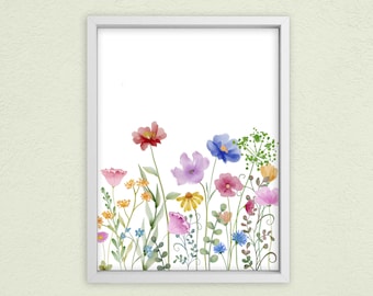 Floral Instant Art - Colorful Wildflower Prints - Living Room Wall Art - Printable Wall Decor - Digital Download Artwork