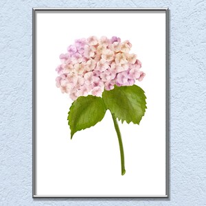 Pink Hydrangea Watercolor Printable, Grandmillennial Style Wall Art, Floral Wall Decor, Botanical Instant Download Print