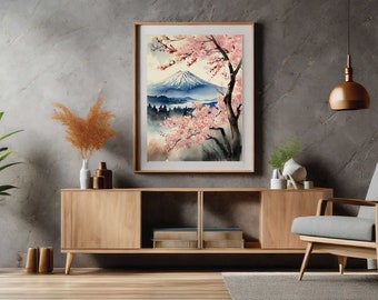 Sakura Cherry Blossom Fuji Mt. Japanese Wall Art (Digital Download)