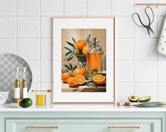 Orange Botanical Print: Farmhouse Kitchen Wall Art (Digital Download