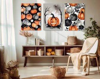 Halloween Prints Set of 4: Pumpkin Decor, Spooky Art (Digital Download)