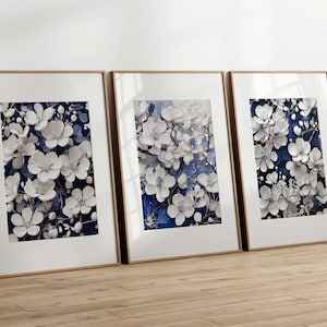 白青桜の日本の壁アート、桜の花のホームデコレーション、日本のアート壁装飾、日本の桜のプリント、日本の新築祝いのギフト