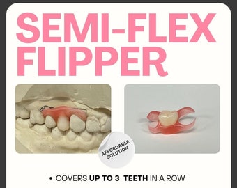 Semi-Flex Milled Flipper. Missing Tooth Fix At Home. Great Solution for Missing Teeth. Affordable Denture,Single Tooth Replacement Flipper.