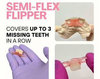 Milled Semi-Flex Flipper. Great Solution for Missing Teeth. Free Impression Kit. Free Shipping. Manufactured in Brooklyn, NY